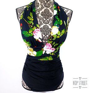 CUPSHE Halter Neck Floral One Piece Swimsuit M NWOT